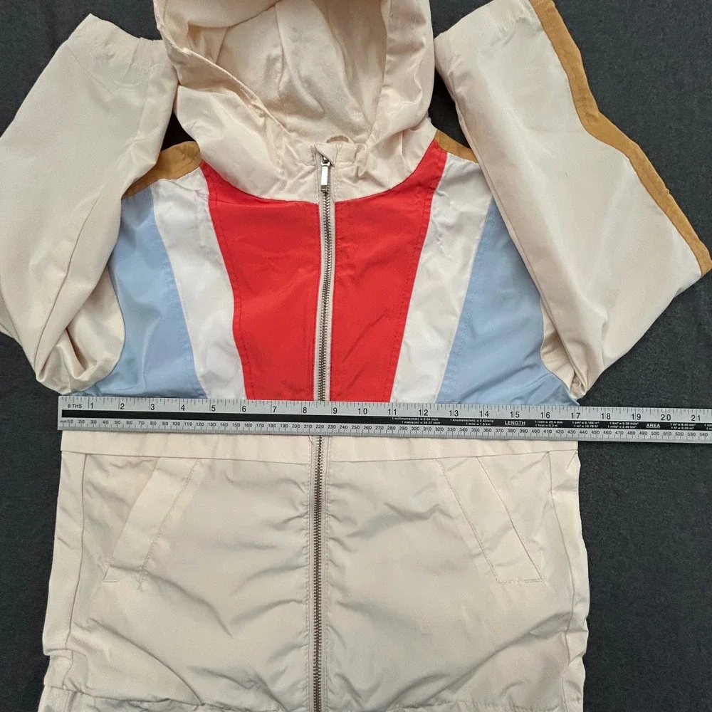 Gymboree Girls L 10-12 Hooded Windbreaker Jacket Colorblock Zip Lightweight